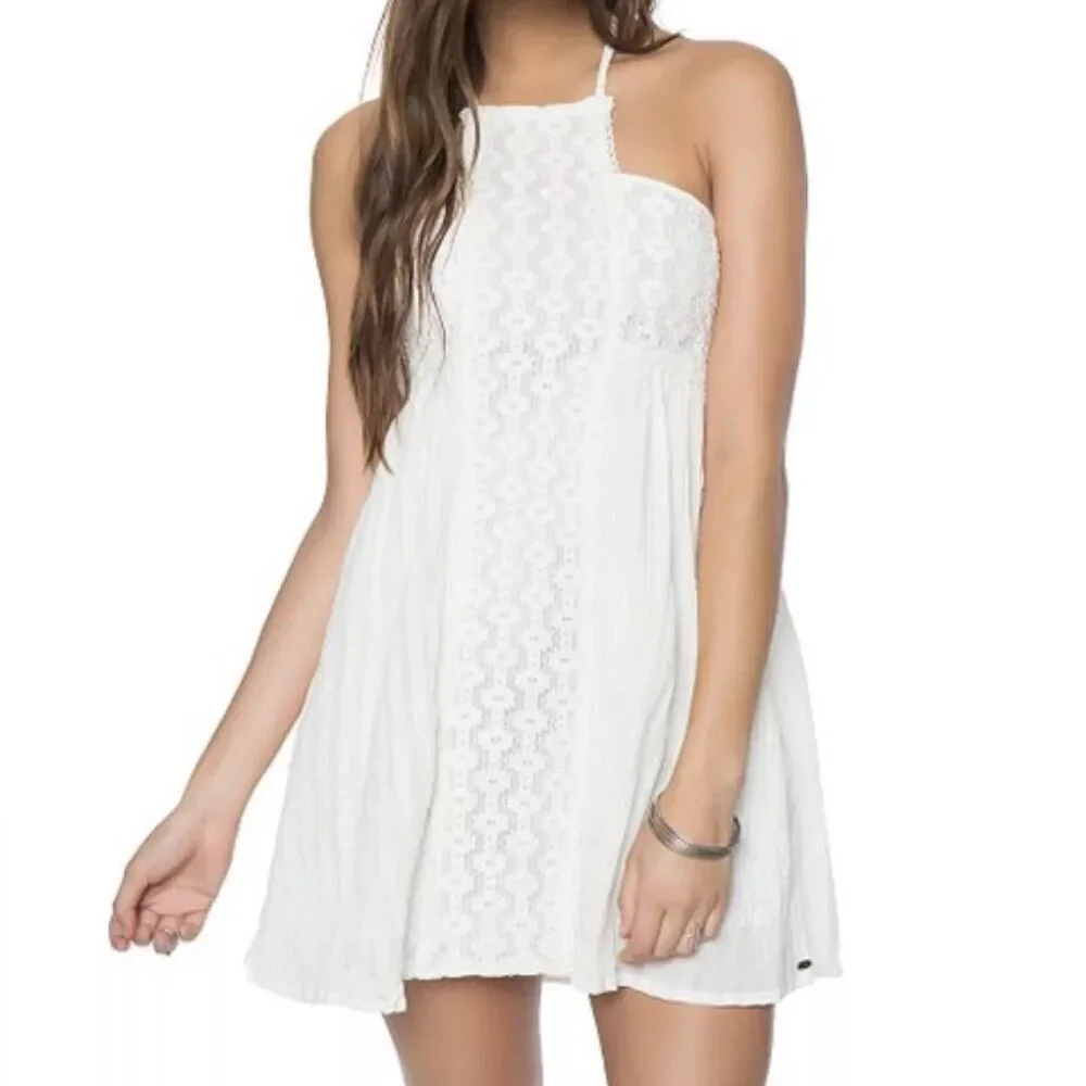 O'Neill Dress Womens Size Medium Ivory Shelby Gauzy Embroidered Babydoll Summer - Picture 3 of 16